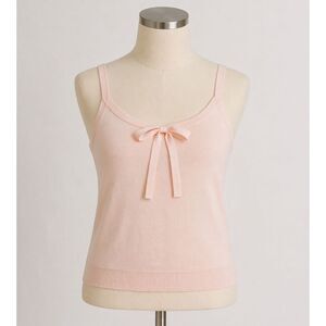 Blush Pink Knit Camisole Womens XL Coquette‎ Balletcore Bow Detail